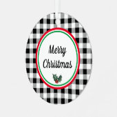 Doppel-gedeckter Buffalo-Karo Frohe Weihnachten Ornament Aus Metall (Vorderseite links)