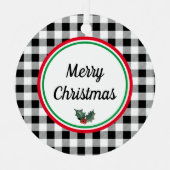 Doppel-gedeckter Buffalo-Karo Frohe Weihnachten Ornament Aus Metall (Vorderseite)