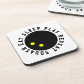 Doppel-Gelb-PunktSquashball lustiger passionierter Getränkeuntersetzer (Linke Seite)