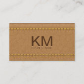 Doppel gestepptes Tan Leather | Emboss Monogram Visitenkarte (Vorderseite)