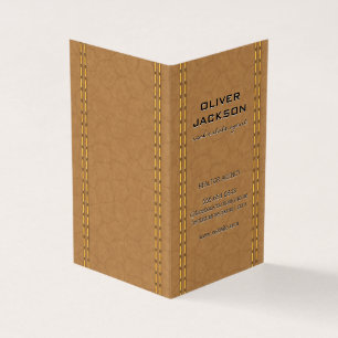 Doppel gestepptes Tan Leather Visitenkarten