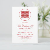 Doppel-Glück Elegant White Red Chinese Wedding Einladung (Stehend Vorderseite)