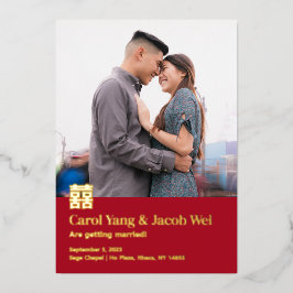 Doppel Glück Folie Hochzeit speichern das Datum Folien Feiertagskarte