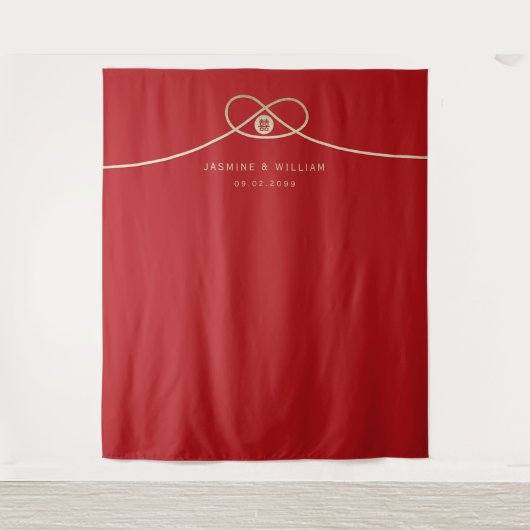 Doppel Glück Gold Knot Wedding Foto Hintergrund Wandteppich (Vorderseite)