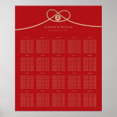 Doppel Glück Gold Knot Wedding Seating Chart Poster (Vorne)