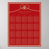 Doppel Glück Gold Knot Wedding Seating Chart Poster (Vorne)