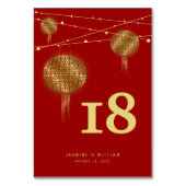 Doppel Glück Golden Lanterns Chinesische Hochzeit Tischnummer (Vorderseite)