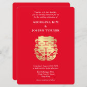 Doppel-Glück & Mandarin Ducks Chinesische Hochzeit Save The Date (Vorne/Hinten)