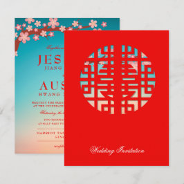 Doppel-Glück New Dawn chinesischer Hochzeit Einladung