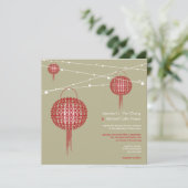 Doppel Glück Red Lanterns Chic Chinese Wedding Einladung (Stehend Vorderseite)