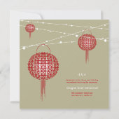 Doppel Glück Red Lanterns Chic Chinese Wedding Einladung (Rückseite)