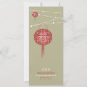 Doppel Glück Red Lanterns Chic Chinese Wedding Einladung (Rückseite)