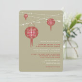 Doppel Glück Red Lanterns Chic Chinese Wedding Einladung (Stehend Vorderseite)