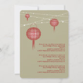 Doppel Glück Red Lanterns Chic Chinese Wedding Einladung (Rückseite)