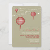 Doppel Glück Red Lanterns Chic Chinese Wedding Einladung (Vorderseite)