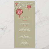 Doppel Glück Red Lanterns Chic Chinese Wedding Menükarte (Vorderseite)