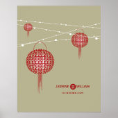 Doppel Glück Red Lanterns Chic Chinese Wedding Poster (Vorne)