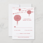 Doppel Glück Red Lanterns Chic Chinese Wedding RSVP Karte (Vorderseite)