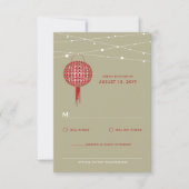 Doppel Glück Red Lanterns Chic Chinese Wedding RSVP Karte (Vorderseite)