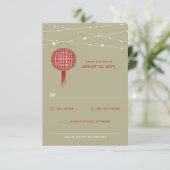 Doppel Glück Red Lanterns Chic Chinese Wedding RSVP Karte (Stehend Vorderseite)