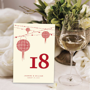Doppel Glück Red Lanterns Chic Chinese Wedding Tischnummer