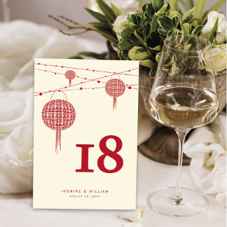 Doppel Glück Red Lanterns Chic Chinese Wedding Tischnummer