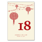 Doppel Glück Red Lanterns Chic Chinese Wedding Tischnummer (Vorderseite)