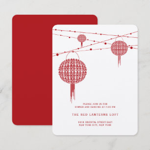 Doppel-Glück Red Lanterns Hochzeitsempfang Einladung
