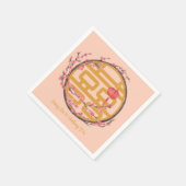 Doppel-Glück Sakura Chinesische Hochzeit Serviette (Ecke)