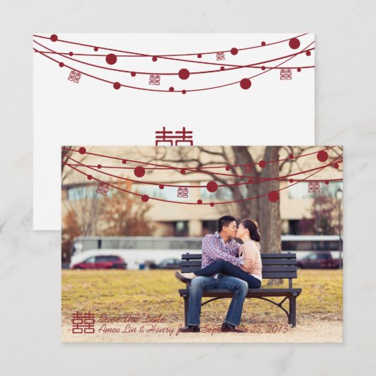 Doppel-Glücksklettern Hochzeit Speichern Sie das D Save The Date (Vorne/Hinten)