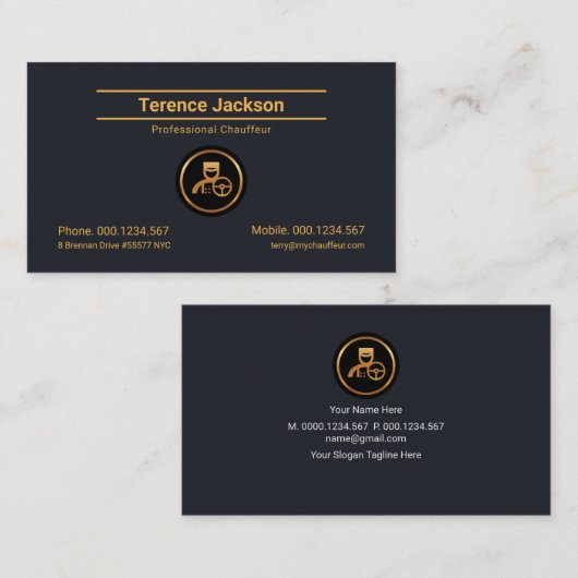 Doppel-Gold-Line Retro-Minimalistischer Chauffeur Visitenkarte (Vorne/Hinten)