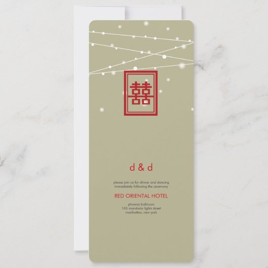 Doppel Happiness Fairy Lights Chic Chinesische Hoc Einladung (Rückseite)