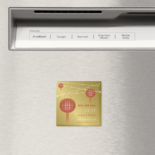 Doppel Happiness Lanterns Chinesisch Save the Date Magnet (In Situ (Geschirrspüler))