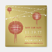 Doppel Happiness Lanterns Chinesisch Save the Date Magnet (Vorne)