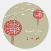 Doppel Happiness Lanterns Chinesische Gastgeschenk Runder Aufkleber (Vorderseite)