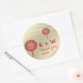 Doppel Happiness Lanterns Chinesische Gastgeschenk Runder Aufkleber (Umschlag)