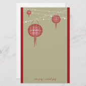 Doppel Happiness Lanterns Moderne Chinesische Hoch Briefpapier (Vorne/Hinten)