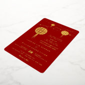 Doppel Happiness Lanterns Moderne Chinesische Hoch Folieneinladung (Gedreht)