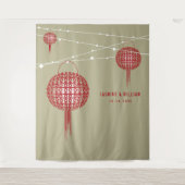 Doppel-Happiness-Laternen für Hochzeiten Foto Hint Wandteppich (Vorderseite)