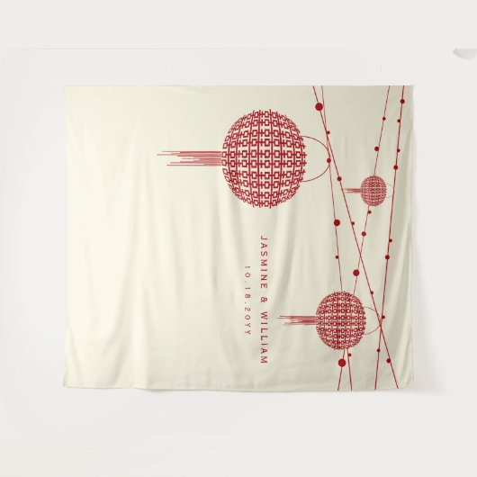 Doppel-Happiness-Laternen für Hochzeiten Foto Hint Wandteppich (Vorderseite (Horizontal))