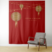 Doppel-Happiness-Laternen für Hochzeiten Foto Hint Wandteppich (Beispiel)