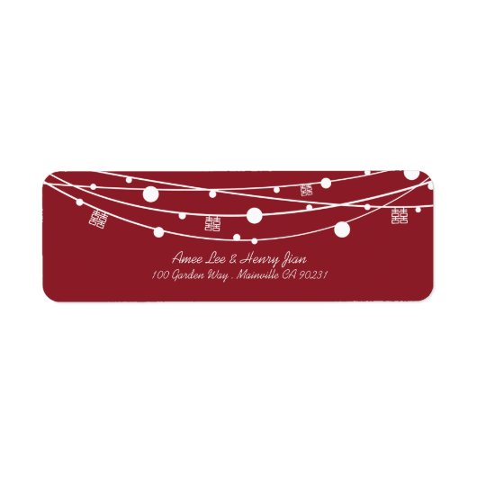 Doppel-Happiness-Laternen Hochzeitadressen-Labels (Vorne)