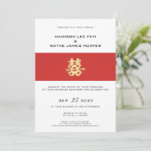 Doppel-Happy Bly Band | Chinesische Hochzeit Einladung (Stehend Vorderseite)