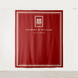 Doppel-Happy Chinesisch Hochzeit Foto Hintergrund Wandteppich