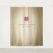 Doppel-Happy Chinesisch Hochzeit Foto Hintergrund Wandteppich (Vorderseite)