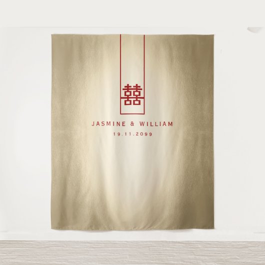 Doppel-Happy Chinesisch Hochzeit Foto Hintergrund Wandteppich (Vorderseite)