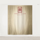 Doppel-Happy Chinesisch Hochzeit Foto Hintergrund Wandteppich (Vorderseite)