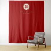 Doppel-Happy Chinesisch Hochzeit Foto Hintergrund Wandteppich (Beispiel)