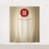 Doppel-Happy Chinesisch Hochzeit Foto Hintergrund Wandteppich (Vorderseite)