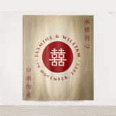 Doppel-Happy Chinesisch Hochzeit Foto Hintergrund Wandteppich (Vorderseite)